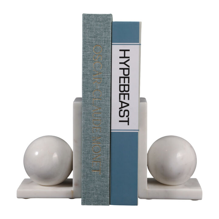 S/2 6" Marble Bookend W/3" Orb