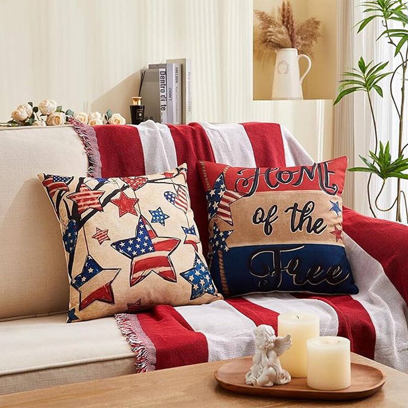 USA Flag Retro Fourth of July Cushion Case for Sofa Couch Decor image number 3