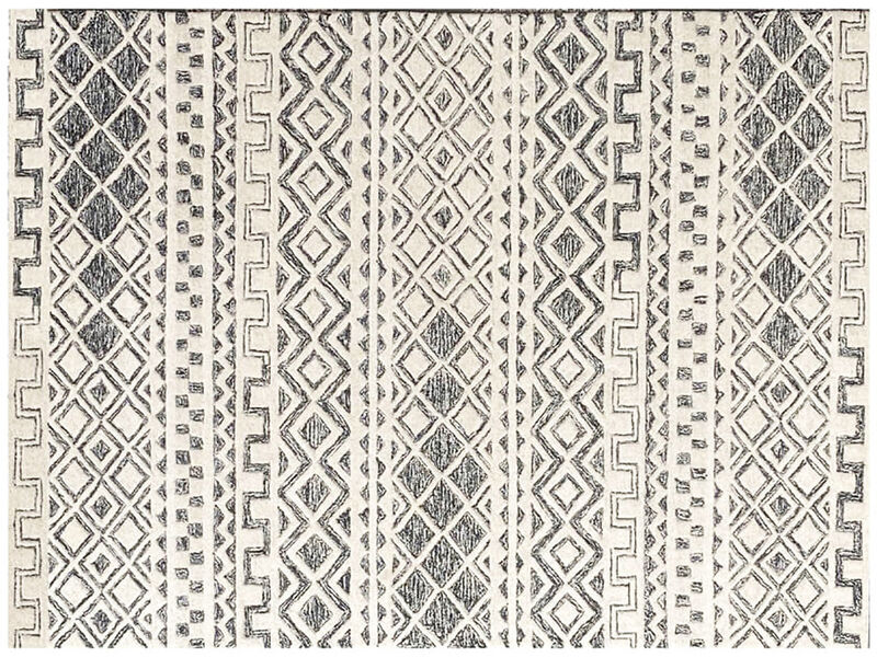 HomeRoots Wool Abstract Geometric Hand Tufted Non Skid Area Rug image number 2
