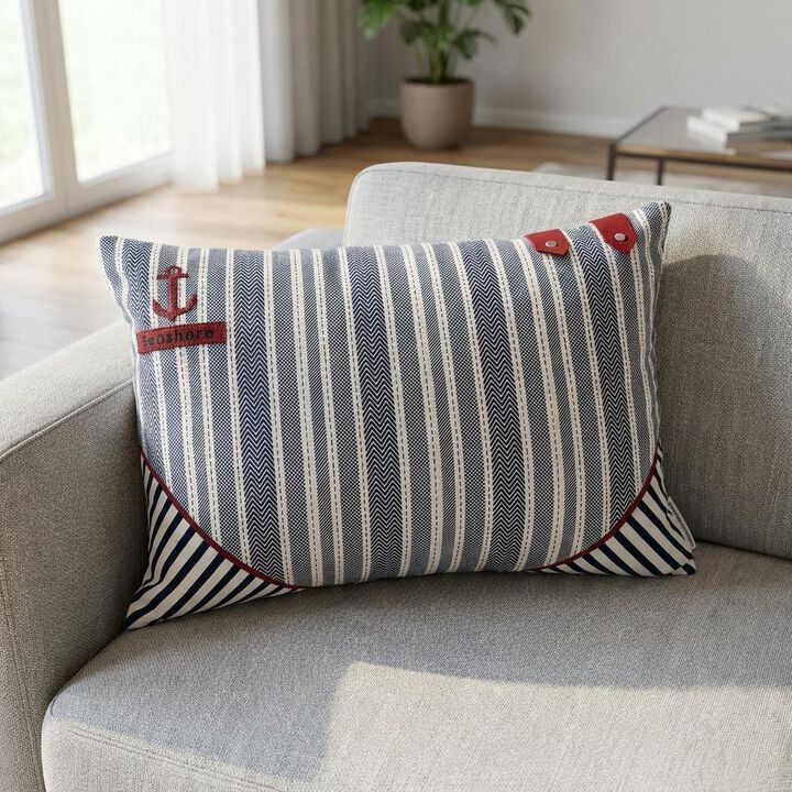 HomeRoots 14" X 20" Gray Striped Cotton Throw Pillow