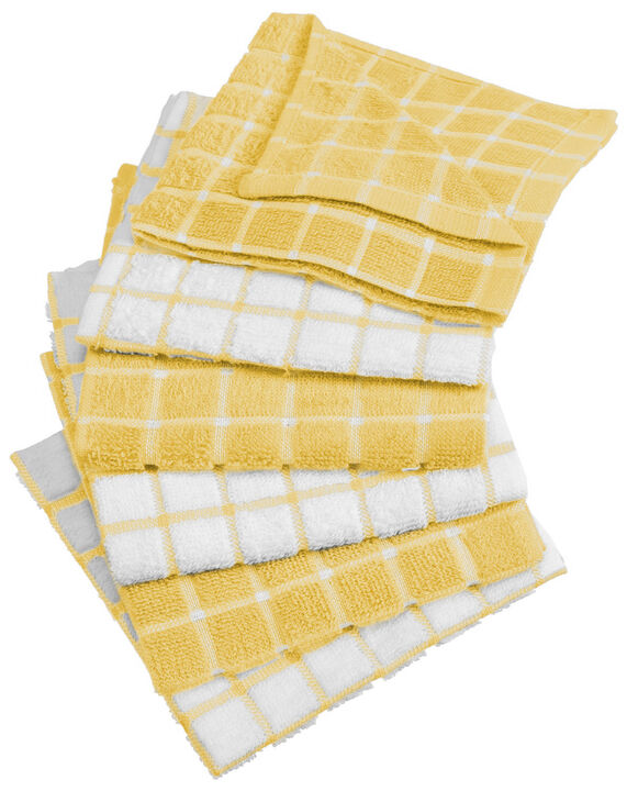 Set of 6 Yellow and White Square Assorted Microfiber Absorbent Dishcloth 12"