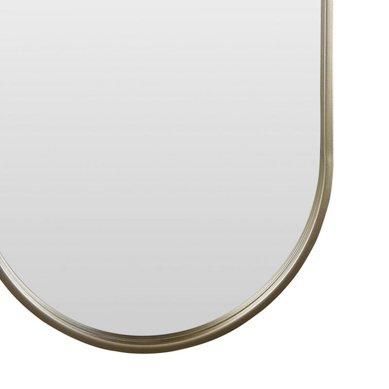 Fenny Wall Mounted Mirror Decor, Oval Shape, 16 x 40, Champagne Metal - Benzara