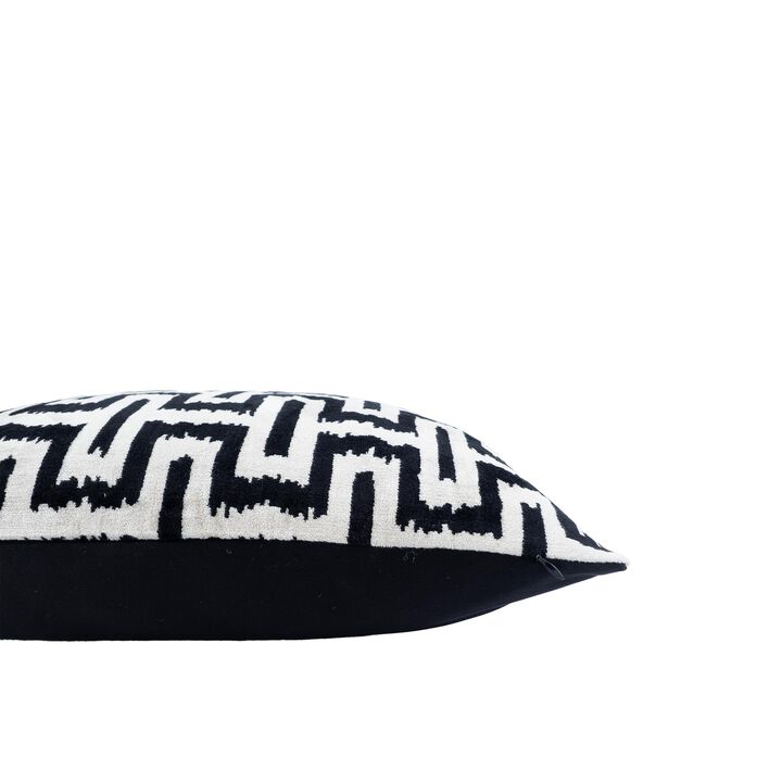 Omega Black Silk Velvet Ikat Pillow, 20" X 20"