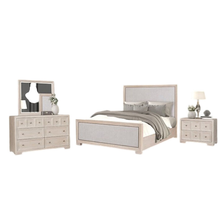 Kizie 5pc Queen Bedroom Set, Chest, XL Nightstand, Tawny Brown Gray
