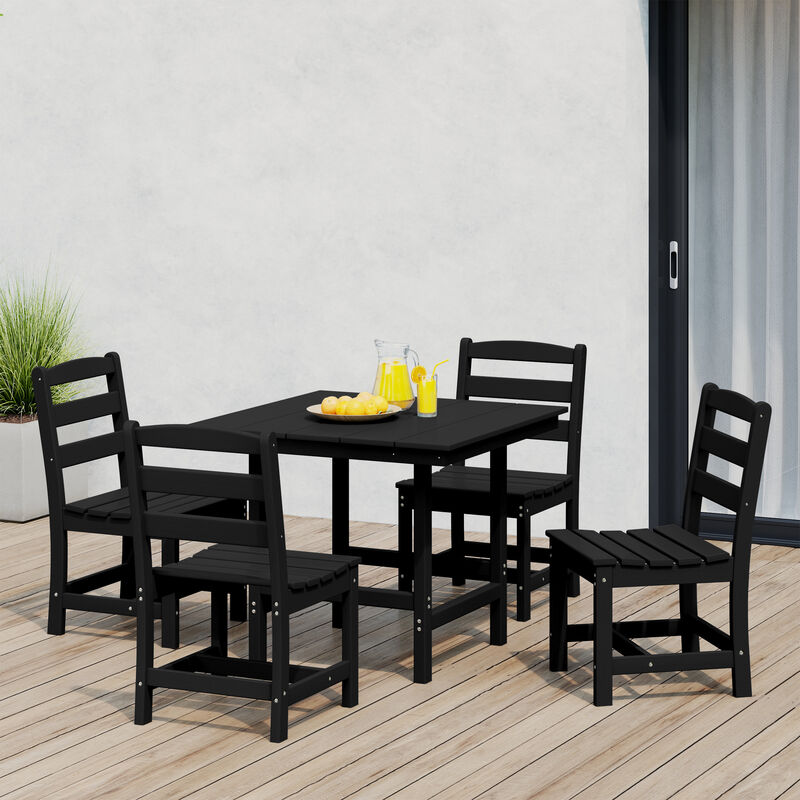 WestinTrends 5-Piece HDPE Outdoor Square Patio Dining Table Set with Armless Side Chairs