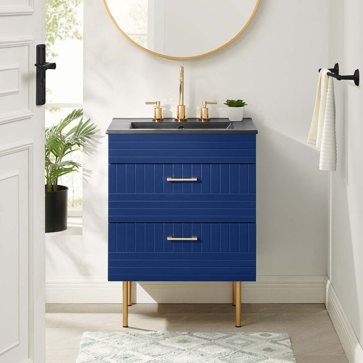 Modway Daybreak Bathroom Vanity, 24" with Black Sink, Blue