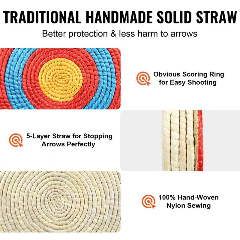 Round Straw Archery Target with 5 Layers, Handmade Arrow Target for Backyard Bow Practice-Multi Color image number 7