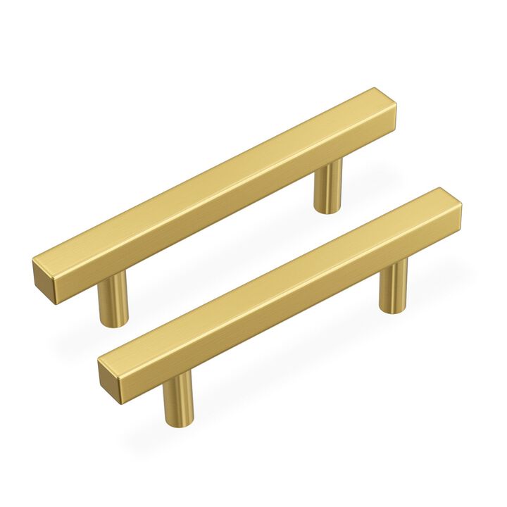 Haidms 20 Pack 102mm/4in Gold Cabinet Handles Brushed Brass Drawer Pulls Square Bar Hardware Pull for Kitchen Cupboard Dresser