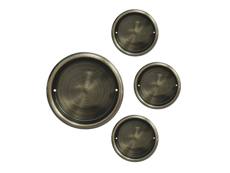 QCAA Solid Brass Finger Pull, 1-3/4"", Brushed Antique Brass, 4 Pack