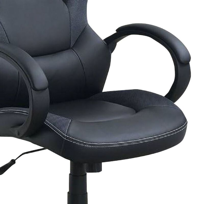 Office Chair with Curved Cut Out Padded Back, Black-Benzara