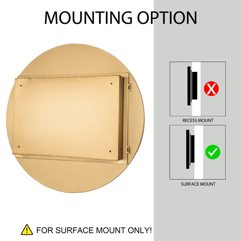 ELEMENT ACE Round Metal Framed Medicine Cabinet with Mirror and Adjustable Shelves for Modern Bathroom Storage Solutions image number 6