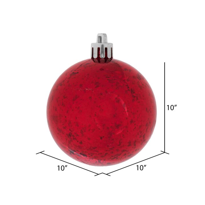 Vickerman 10" Red Shiny Mercury Ball Ornament - Texture and Elegance for Holiday Decorating - Reliable Hanging - Exceptional Collection Addition - Perfect for Christmas Tree