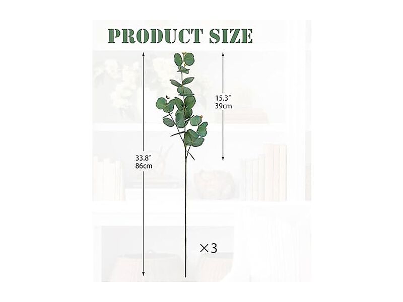 34 Inch Tall Faux Eucalyptus Stems Real Touch Artificial Greenery Stem Silver image number 2
