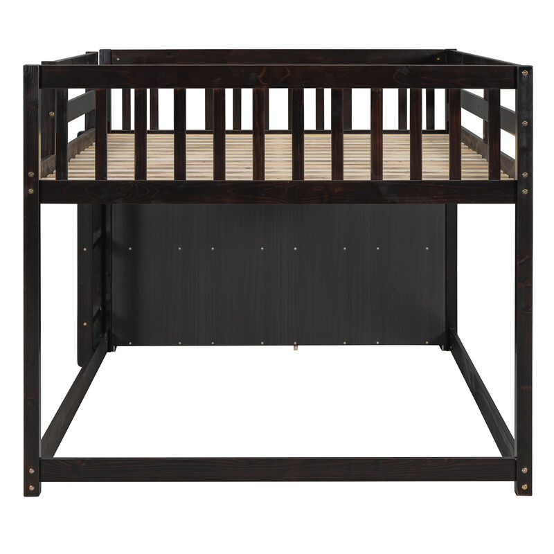 Whisen 92.4"x57" Full over Full Bunk Bed with 4 Drawers 3 Shelves, Solid Wood for Kids Bedroom image number 6