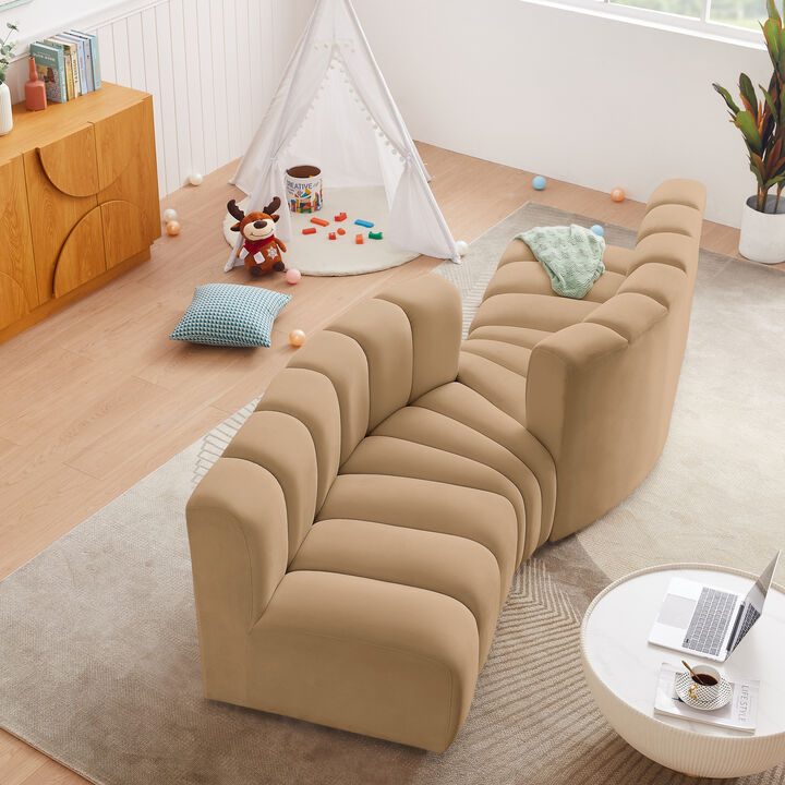 Meridian Furniture Arc Camel Velvet Modular Sofa