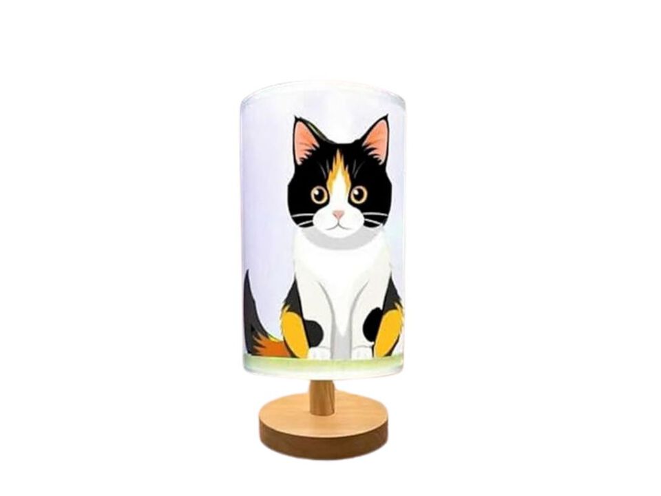 LED 3 Color Wood Fabric Night Light For Living Room Bedroom Nightstand