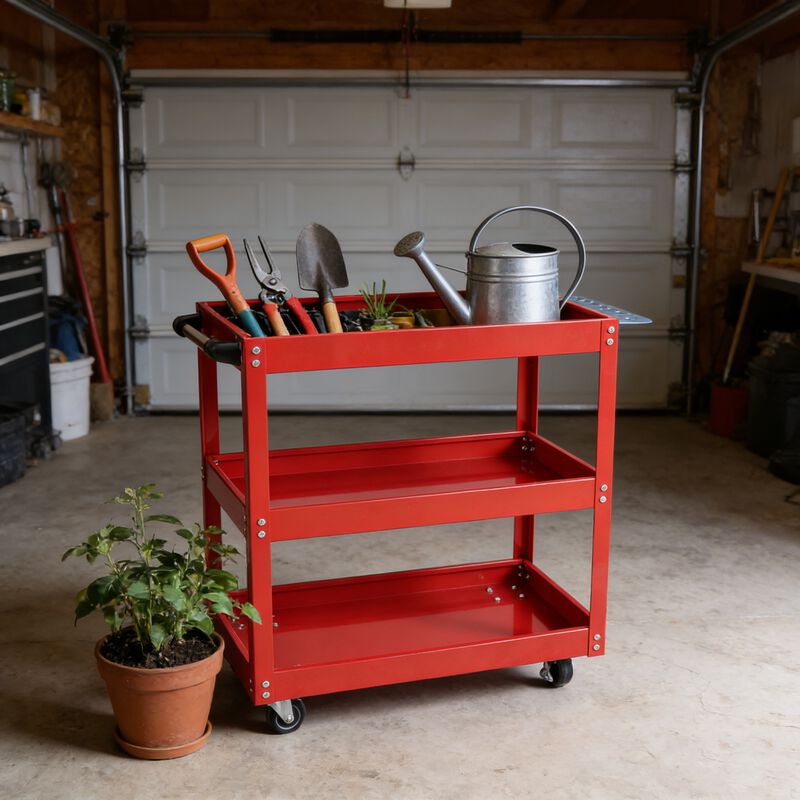 ELEMENT ACE Heavy Duty 3-Tier Rolling Mechanic Tool Cart with Lockable Wheels 450 LBS Capacity Industrial Utility Cart for Garage Warehouse Workshop Storage image number 7