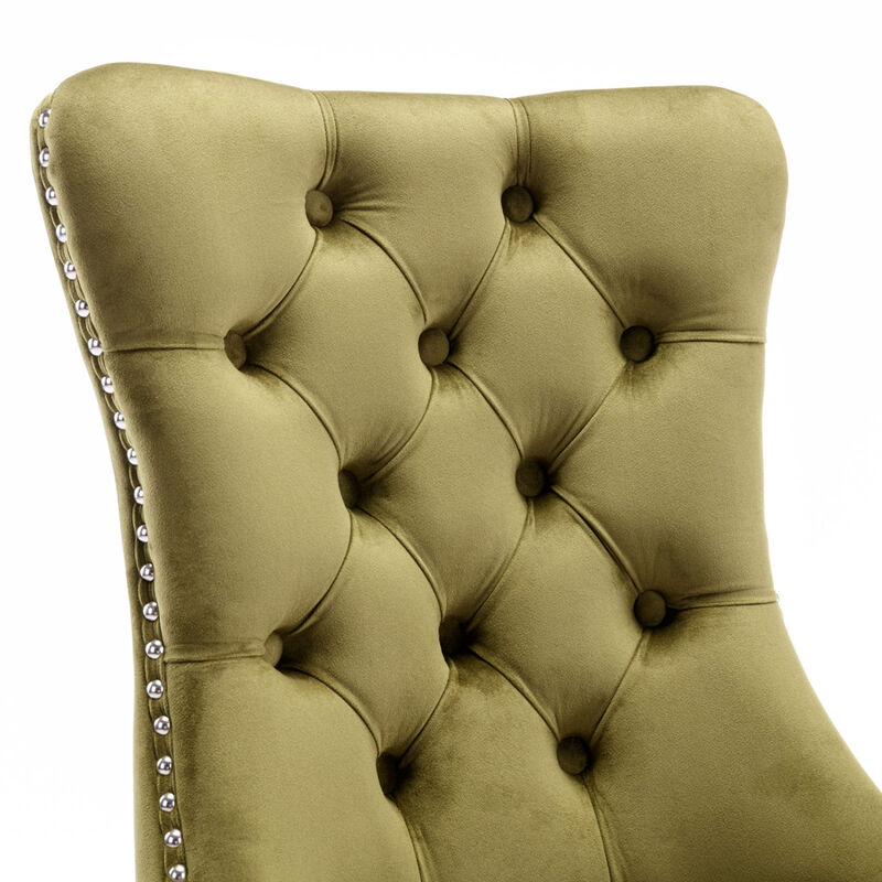 Streamdale Contemporary Velvet Dining Chairs, Olive-Green (2-PCS) image number 9
