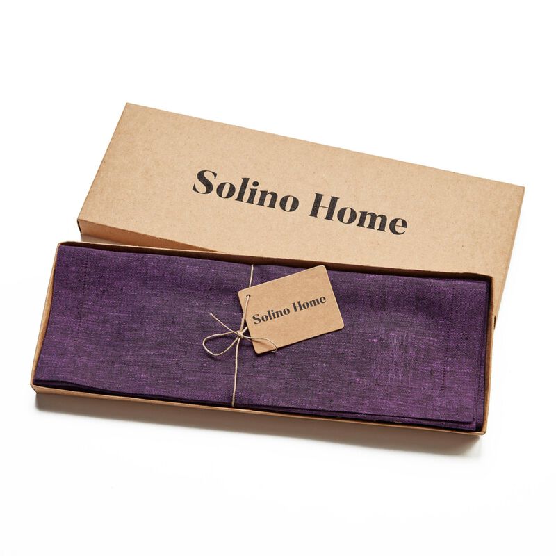 Solino Home Athena 100% Linen Placemats &ndash; Set of 4, 14 x 19 in, Machine Washable, Holiday and Everyday Dining