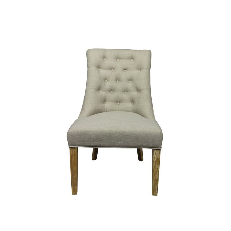 Blythe Taupe Side Chair with Button Tufting