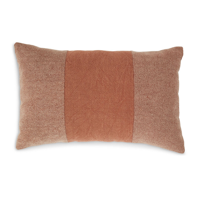 Ako 14 x 20 Lumbar Accent Throw Pillow, Spice Orange Cotton Stripe - Benzara