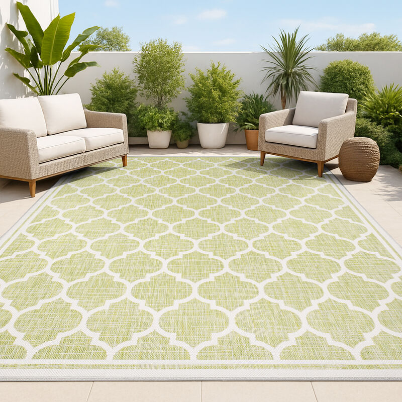 Trebol Moroccan Trellis Textured Weave Indoor/Outdoor Area Rug
