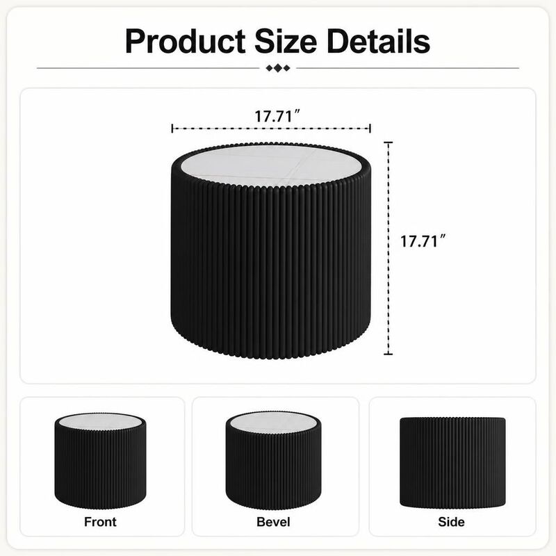 GOODSILO Round Cylinder Sintered Stone Top Modern Coffee Table with Unique Gold Pattern for Living Room and Multi-space Use image number 1