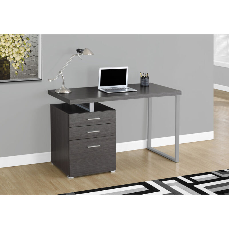 Monarch Specialties I 7426 Computer Desk, Home Office, Laptop, Left, Right Set-up, Storage Drawers, 48"L, Work, Metal, Laminate, Grey, Contemporary, Modern