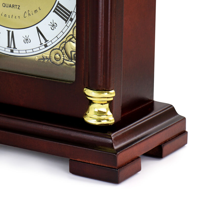 Bedford Clock Collection Redwood Mantel Clock with Chimes image number 5