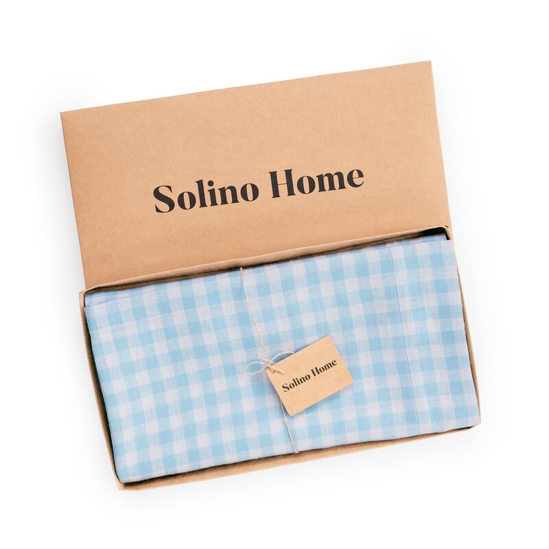 Solino Home Gingham Check 100% Linen Tablecloth &ndash; Handcrafted, Machine Washable, Perfect for Holiday and Everyday Dining