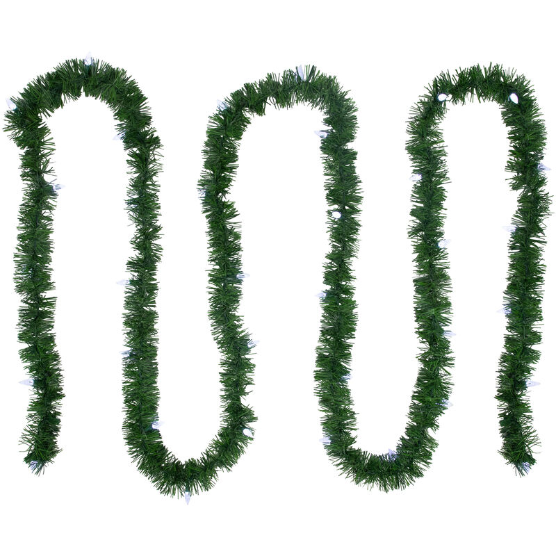 18' x 3" Pre-Lit Pine Artificial Christmas Garland  Pure White LED Faceted Lights image number 0