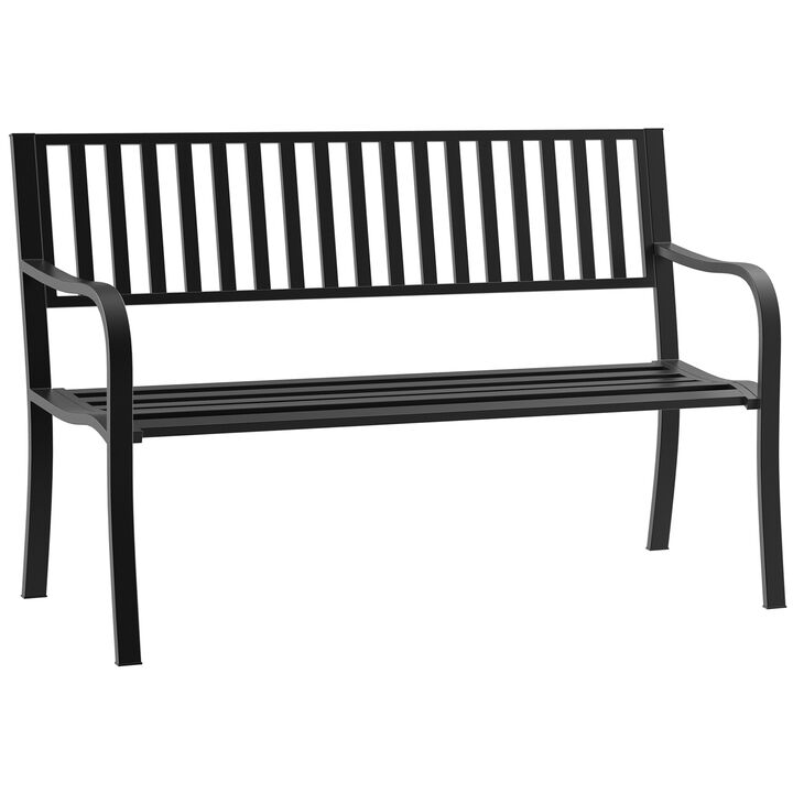 Hivvago 50" Outdoor Garden Bench with Slatted Seat for Patio or Lawn