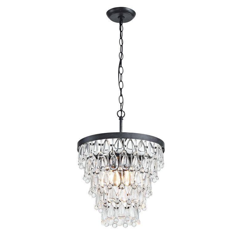 Celeste Antique Black 4-light Crystal Teardrop Round Chandelier - 14 inches in diameter x 19.5 inches H image number 0