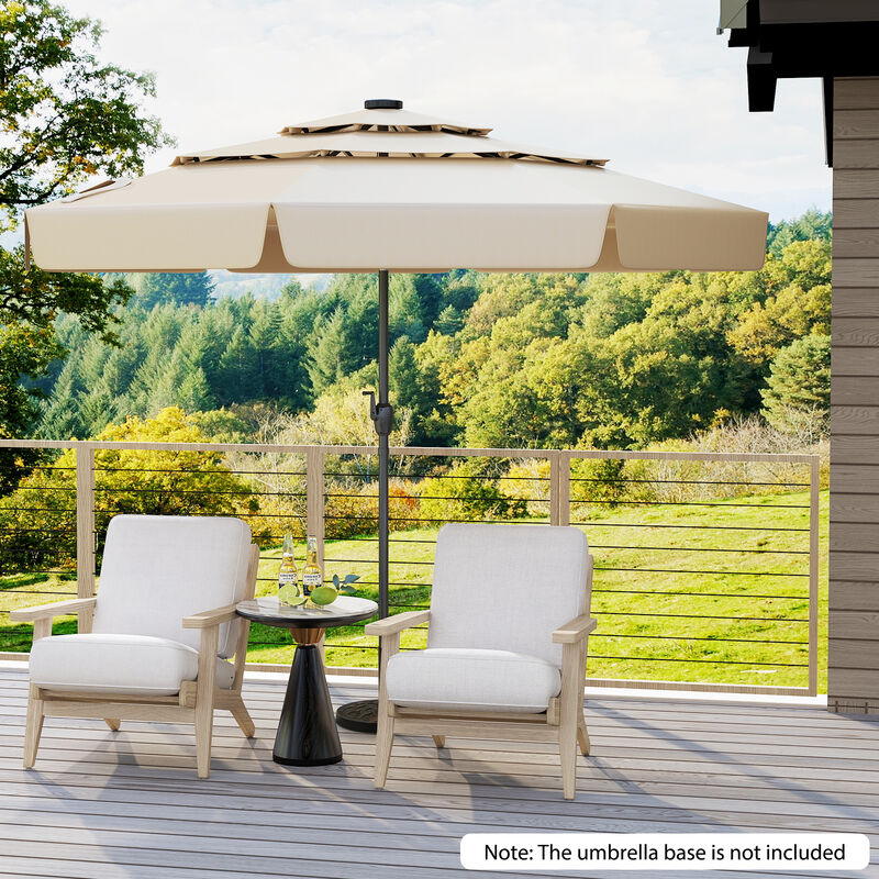 3-Tier Solar LED Outdoor Umbrella &ndash; Breathable Top with Air Circulation