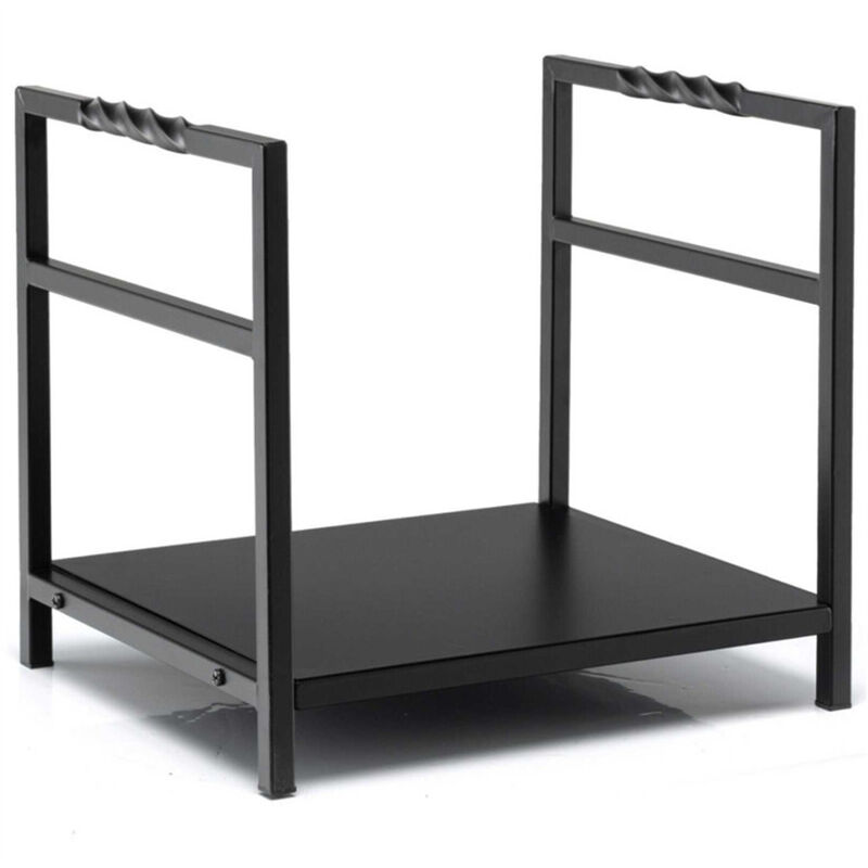 Firewood Log Rack with Unique Handle and Raised Feet-Black image number 0