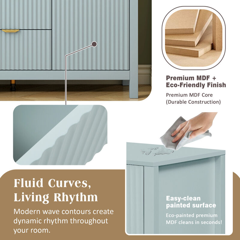 Merax U_STYLE Sideboard with Wave Design - 3 Adjustable Shelves