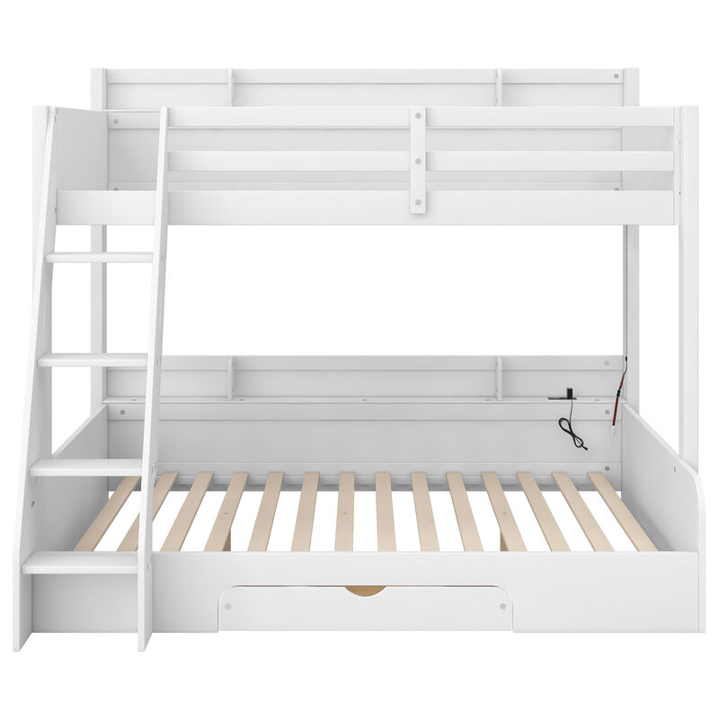 Whisen Bunk Bed with Storage Shelves, LED, Charging Station and a Drawer image number 5