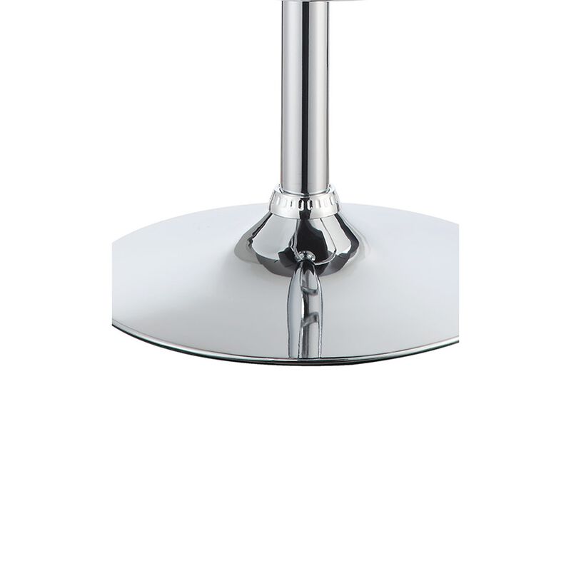 Elegant Adjustable Diamond Bar Stool with Chrome Base, Gray ,Set of 2-Benzara