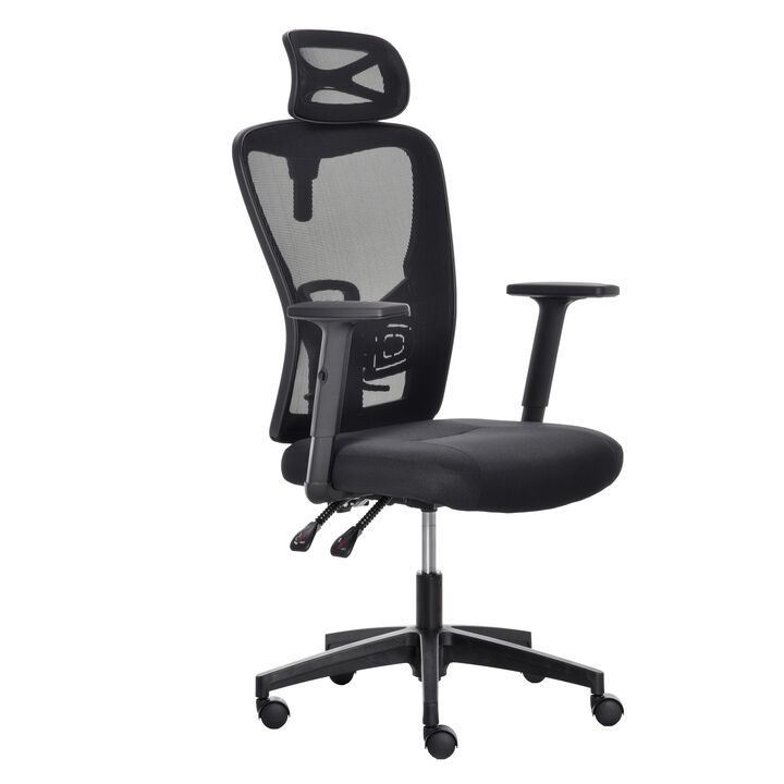 High-Back Mesh Computer Office Desk Swivel Chair w/ Adjustable Headrest & Arms