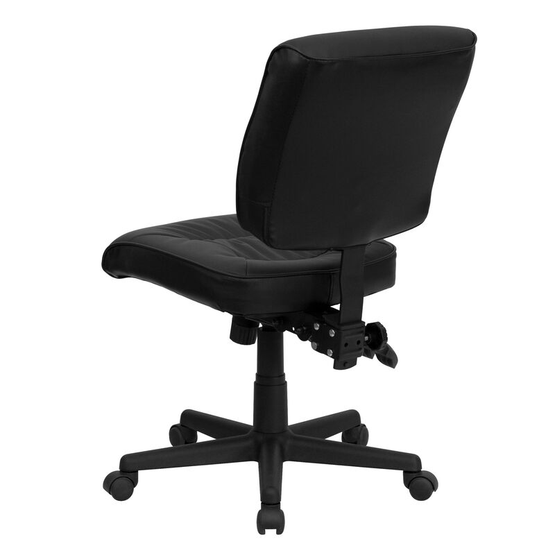 Cole Mid-Back Black LeatherSoft Multifunction Swivel Ergonomic Task Office Chair image number 6