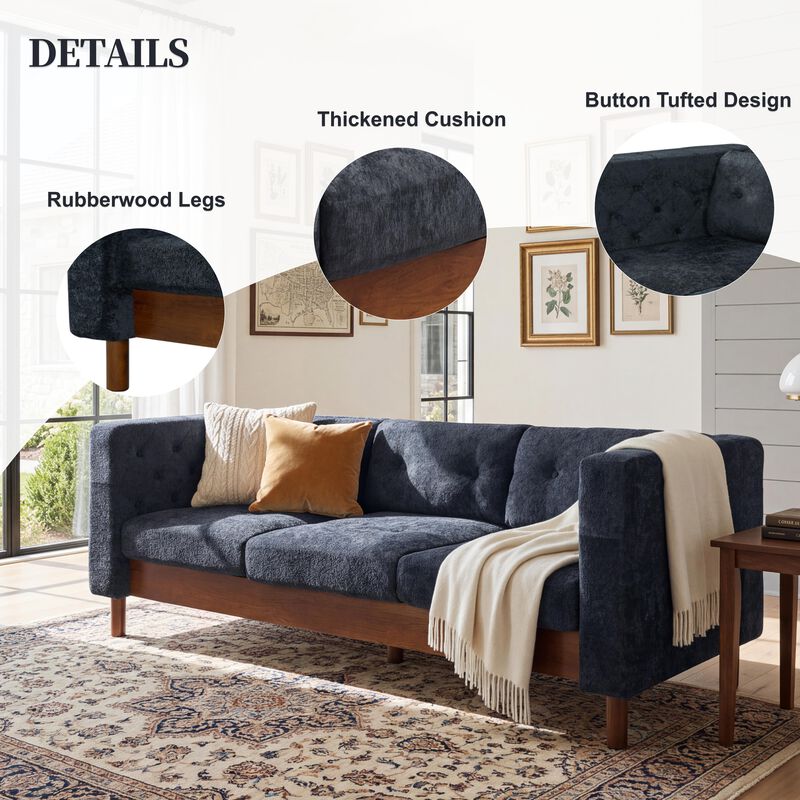 Jubpaf 78" Modern 3 Seater Sofa Chenille image number 3