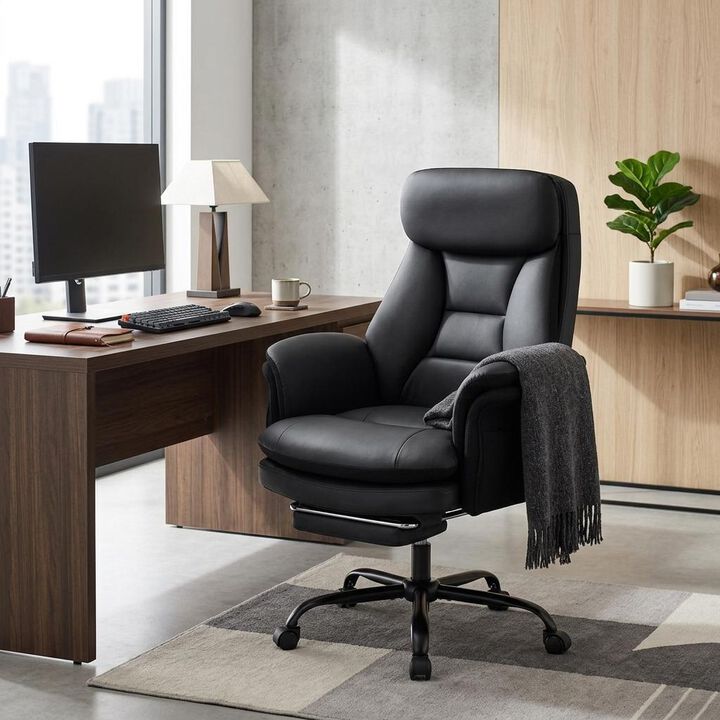 Big and Tall Executive Office Chair 400 lbs Faux Leather Ergonomic Design