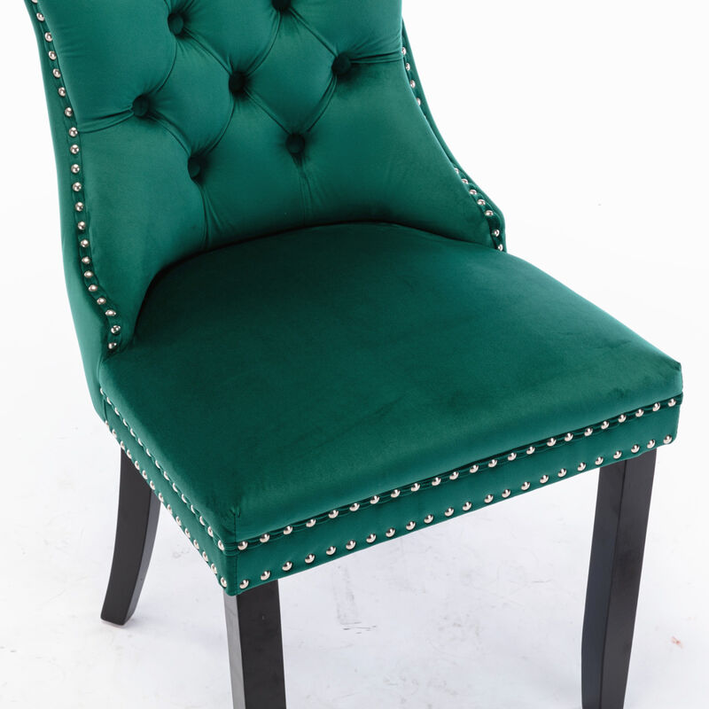 Streamdale Contemporary Green Velvet Dining Chair Set image number 9