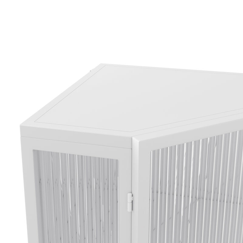 Floor Coner Cabinet with Tempered Glass Doors and Storage Shelves for Bathroom, Living Room and Bedroom