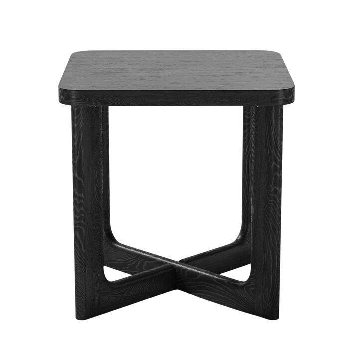 HomeRoots 24" Black Solid Wood Square End Table