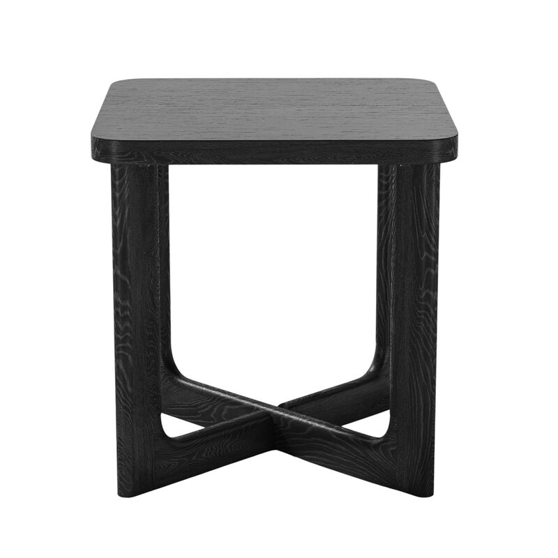 HomeRoots 24" Black Solid Wood Square End Table image number 0