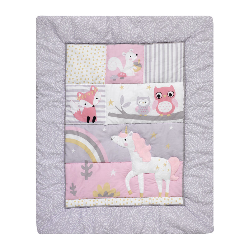 Bedtime Originals Rainbow Unicorn Pink/Purple 4-Piece Baby Crib Bedding Set