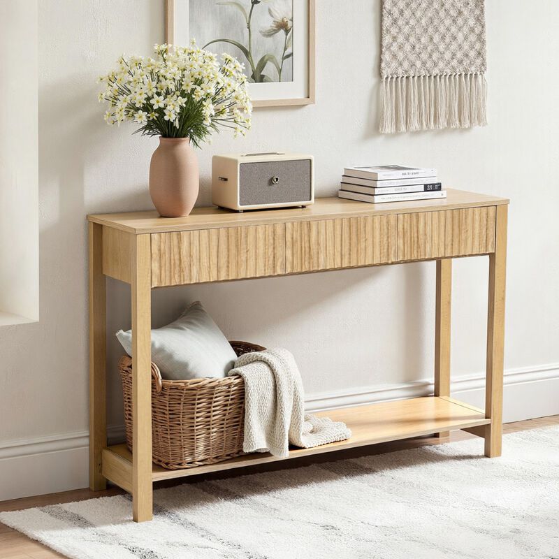 Farmhouse Entryway Console Table 47" with Drawer & Shelf Storage image number 1