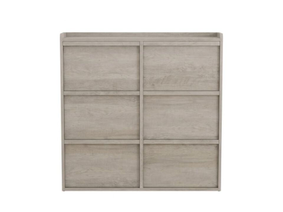 Slim Entryway Wood Shoe Storage Cabinet Flip Drawer Adjustable Shelves Gray