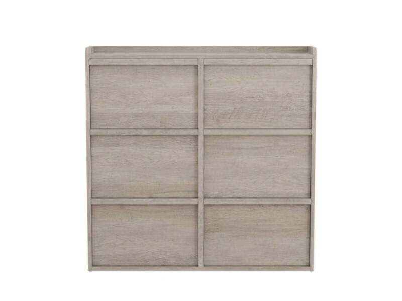 Slim Entryway Wood Shoe Storage Cabinet Flip Drawer Adjustable Shelves Gray image number 0